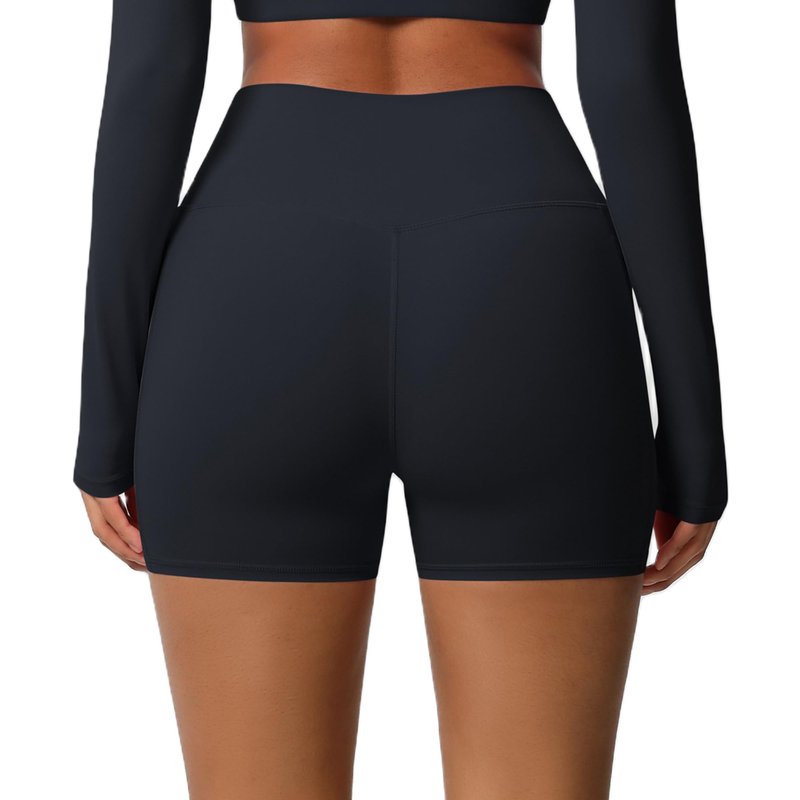 JUNMAO Women's High Waisted Yoga Shorts with Pockets - Buttery Soft Tummy Control Leggings, Breathable & Durable for Workout Black