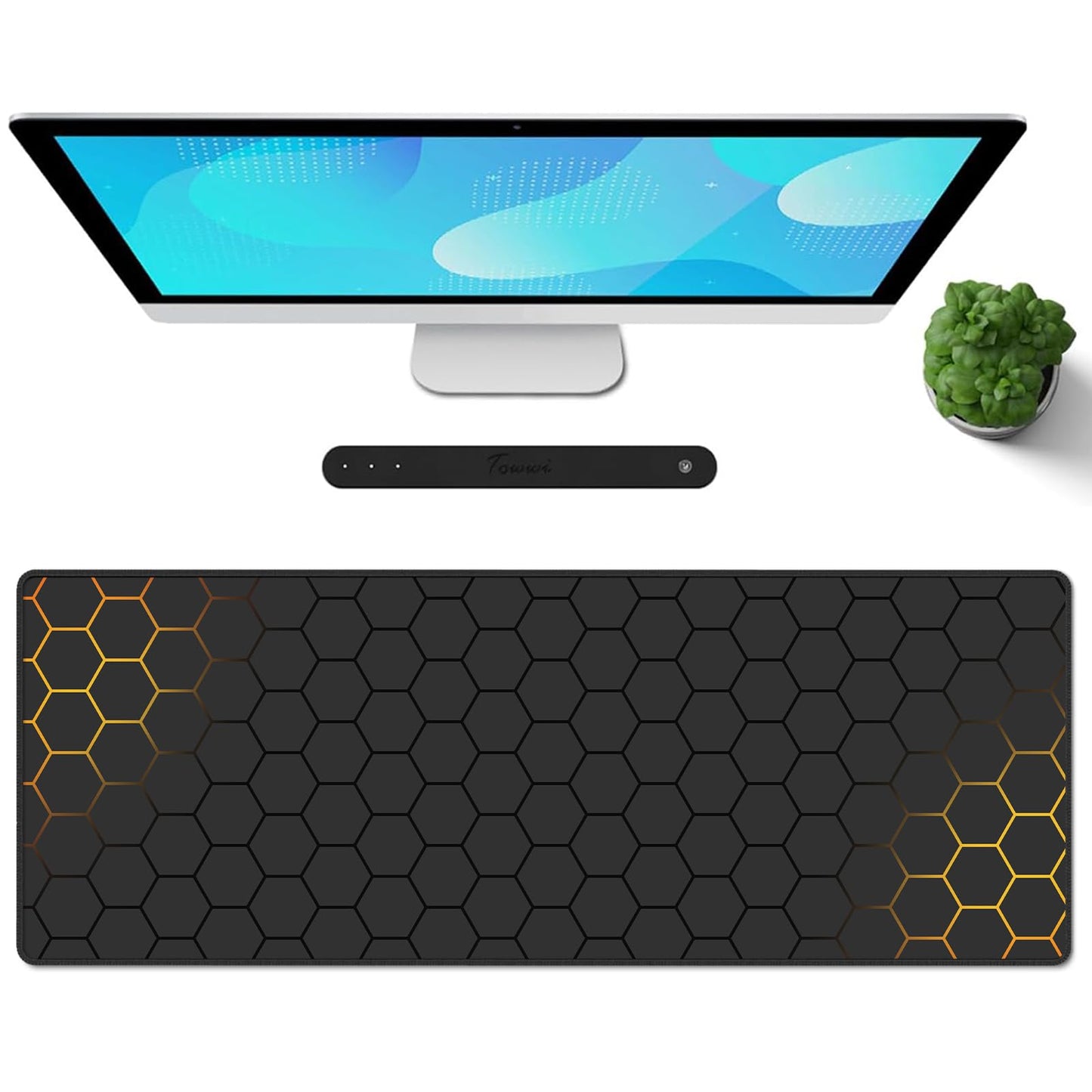 Galdas Gaming Mouse Pad XXL XL Large Long Extended Big Mousepad Non-Slip Rubber Keyboard Mouse Pad with Stitched Edges for Laptop Home Office (31.5x11.8x0.08 Inch) … (Grid)