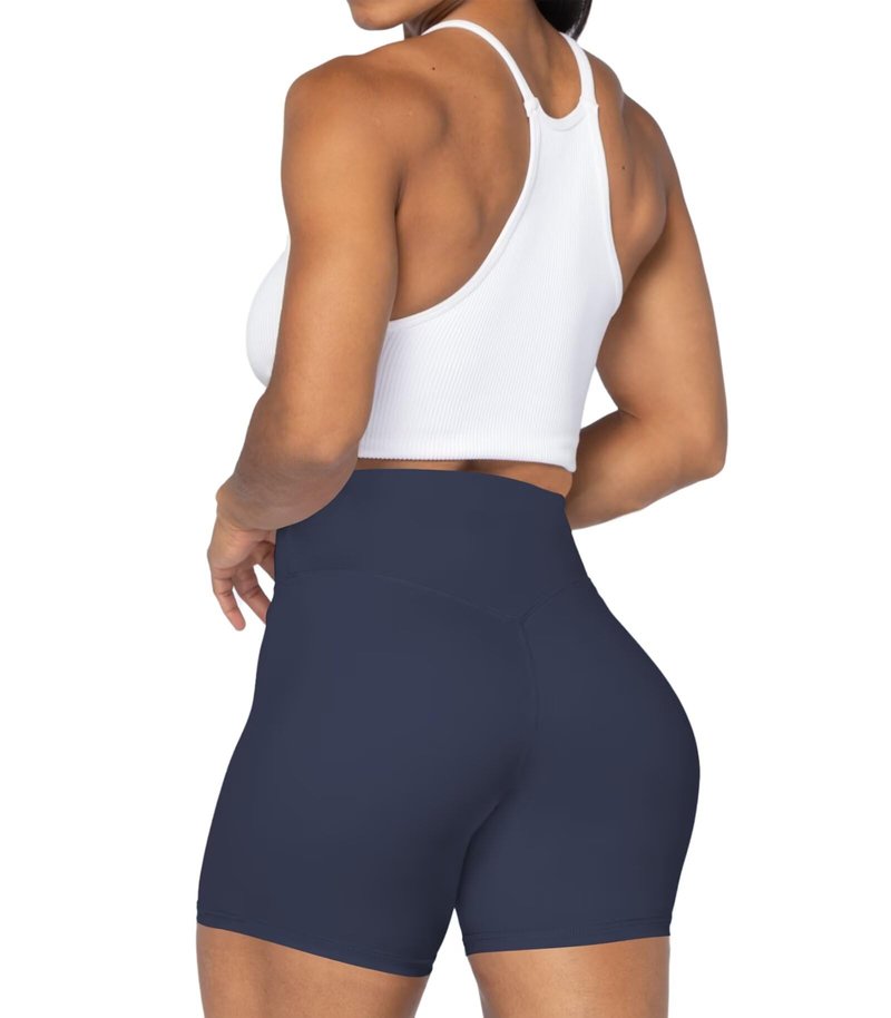 Sunzel No Front Seam High Waist Biker Shorts for Women, Squat Proof Yoga Workout Gym Bike Shorts 8" Inseam Creamy Skin X-Large