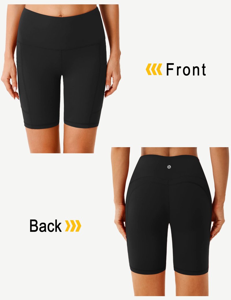 Desol High Waist Biker Shorts with Pockets, 5"/6"/8" Women Yoga Gym Shorts, Tummy Control Tight Shorts for Workout Running