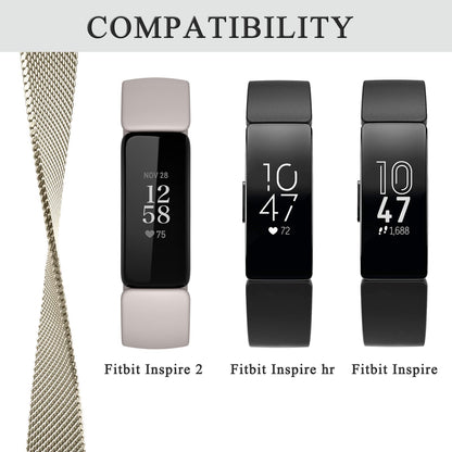 Vanjua for Fitbit Inspire 2 Bands Women Men, Stainless Steel Metal Mesh Loop Adjustable Magnetic Wristband Replacement Strap for Fitbit Inspire 2,Inspire Fitness Tracker (Large, Champagne Gold)