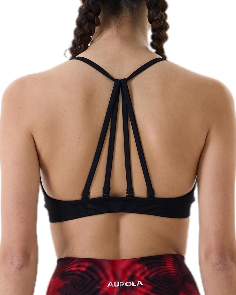 AUROLA Seamless Mercury Workout Sports Bras for Women Athletic Removable Adjustable Backless Minimal Top,Seamless-Black,M