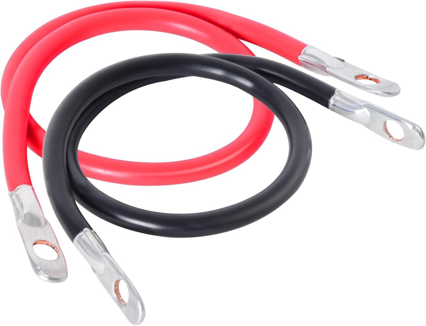 TOPDC 4 AWG Battery Cable 24-Inch Battery Inverter Cables Set All Copper Conductor Wire with 3/8" Ring Terminals (4 Gauge x 24 Inches) for Car Truck RV Solar, Replacement Parts & Accessories