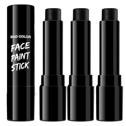 BADCOLOR 3PCS Black Face Body Paint Stick Set for Adults Children, Non-Toxic Hypoallergenic Eye Black Sticks for Halloween Baseball, Softball, Football, Lacrosse, Soccer, Hockey