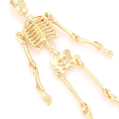 CEALXHENY Halloween Earrings Skull Skeleton Earrings for Women Halloween Party Outfits Jewelry Accessories Gifts (Gold)