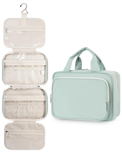 Narwey Large Hanging Travel Toiletry Bag for Women Wash Bag Cosmetics Makeup Bag Organizer for Full Size Accessories (Mint Green (Large))
