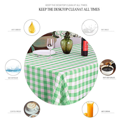 6 Packs Green Gingham CheckeGreen Table Cloth Party | 54x108 inch | Green Plastic isposable Table Cover Party | White Plastic Tablecloth | Party Table Clothes for Parties BBQ Picnic Birthday Wedding