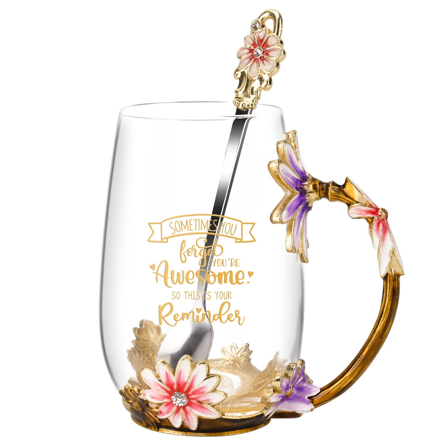 OEAGO Gifts for Mom Women Valentines Day Gifts for Her Glass Coffee Enamels Mug Best Birthday Valentine's for Girlfriend Wife Mothers Day from Daughter Son Tea Cup Stocking Stuffers Christmas