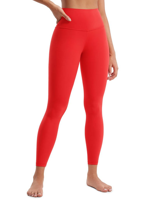 CRZ YOGA Butterluxe Yoga Leggings 25" - High Waisted Buttery Soft Womens Workout Lounge Pants Deep Red Small