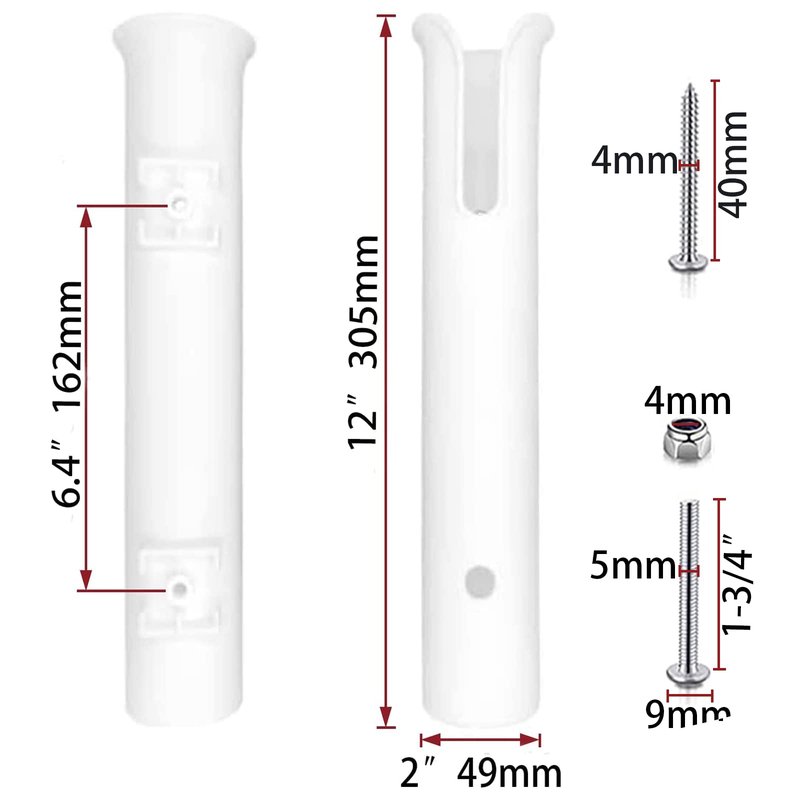 ISURE MARINE 2PCS Fishing Rod Holder Rod/Ship Yacht Fishing Rod Frame Portable Lightweight and Durable Tube Rod Rack-Replacement Parts with Screws (White)
