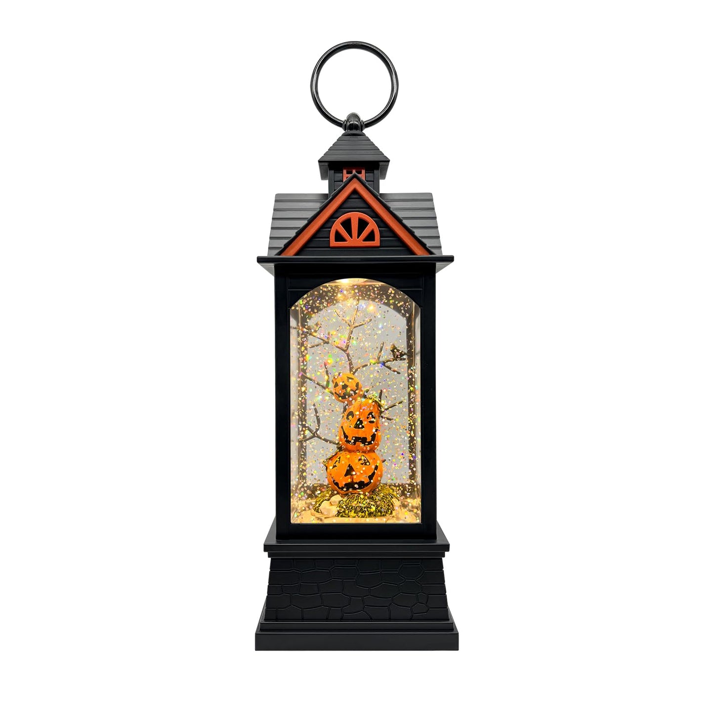 LSISOVO Halloween Snow Globe Lantern with 6 Hour Timer,Halloween Decorations Indoor for Home,Halloween Decor,USB or Battery Powered for Halloween Lanterns,Halloween Pumpkin Lantern