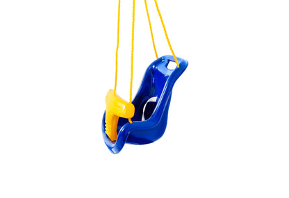 Gorilla Playsets 04-0032-B High Back Plastic Infant Swing with Yellow T bar & Rope, Blue with Yellow