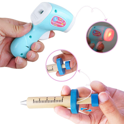 EFO SHM Kids Doctor Sets Role Play Toys Dentist Doctor's Case Children's Medical Wooden Toy with Real Stethoscope Doctor's Coat for Boys Girls