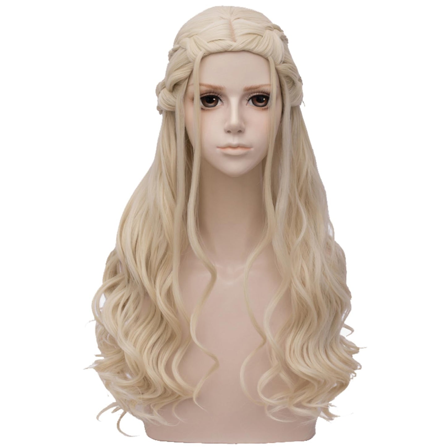 Probeauty Long Blonde Braid Wig Women Halloween Costume Cosplay Wig Cap ( Curly Braid B)
