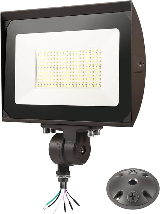 150W Outdoor LED Flood Light with Plate, 5000K Daylight 21000LM 100-277V, UL/DLC Waterproof LED Security Flood Lighting for Wall Wash/Sign/Flagpole/Tree/Yards/Advertising Boards