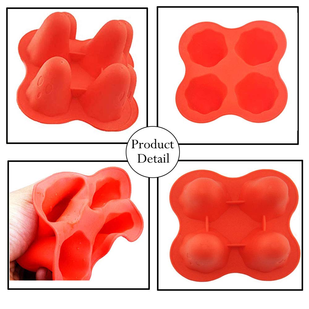 Silicone Ice Cube Molds,Halloween Ghost Ice Cube Maker Tray for Whiskey, Spirits, Liquor, Cocktails,Candy, Cake, Soap,Set of 4