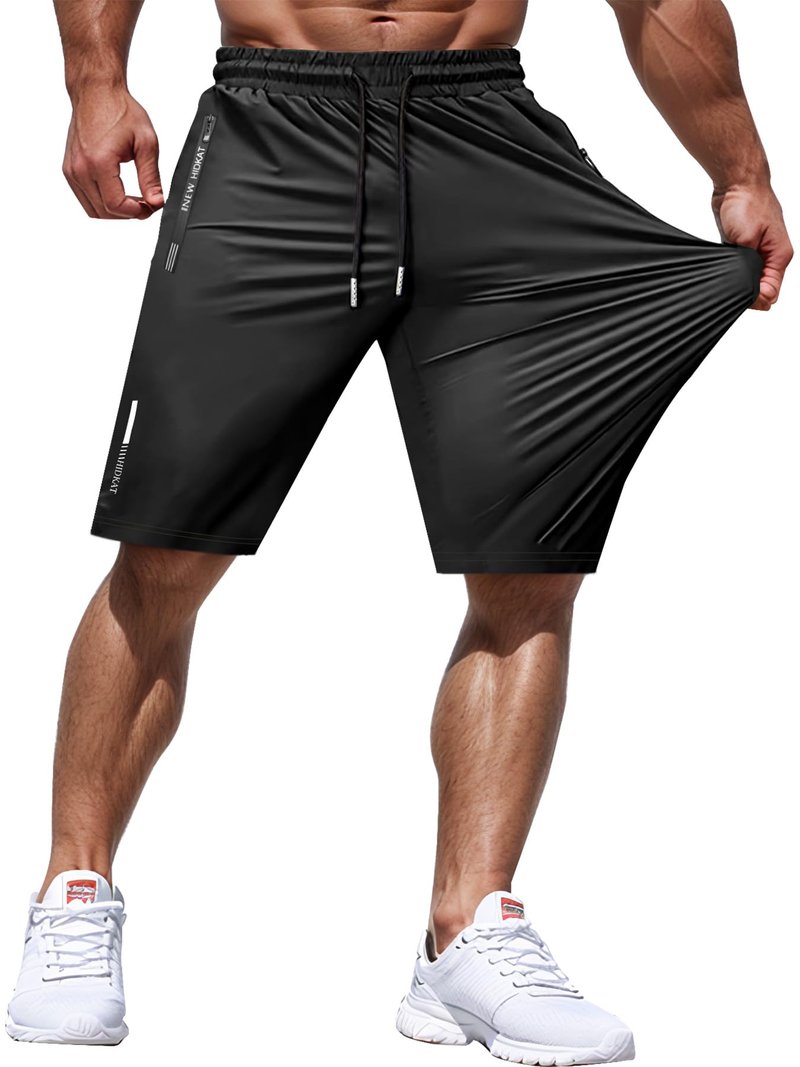 Hidkat Men's Athletic Shorts Lightweight Sport,Gym,Workout，Running Jogging Shorts Quick Dry with Zipper Pockets Black