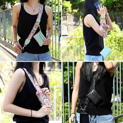 Baeleega Phone Strap Crossbody Lanyard with Zippered Pouch - Universal Cell Phone Lanyard for Neck Shoulder, Adjustable Phone String with Wallet (Black)