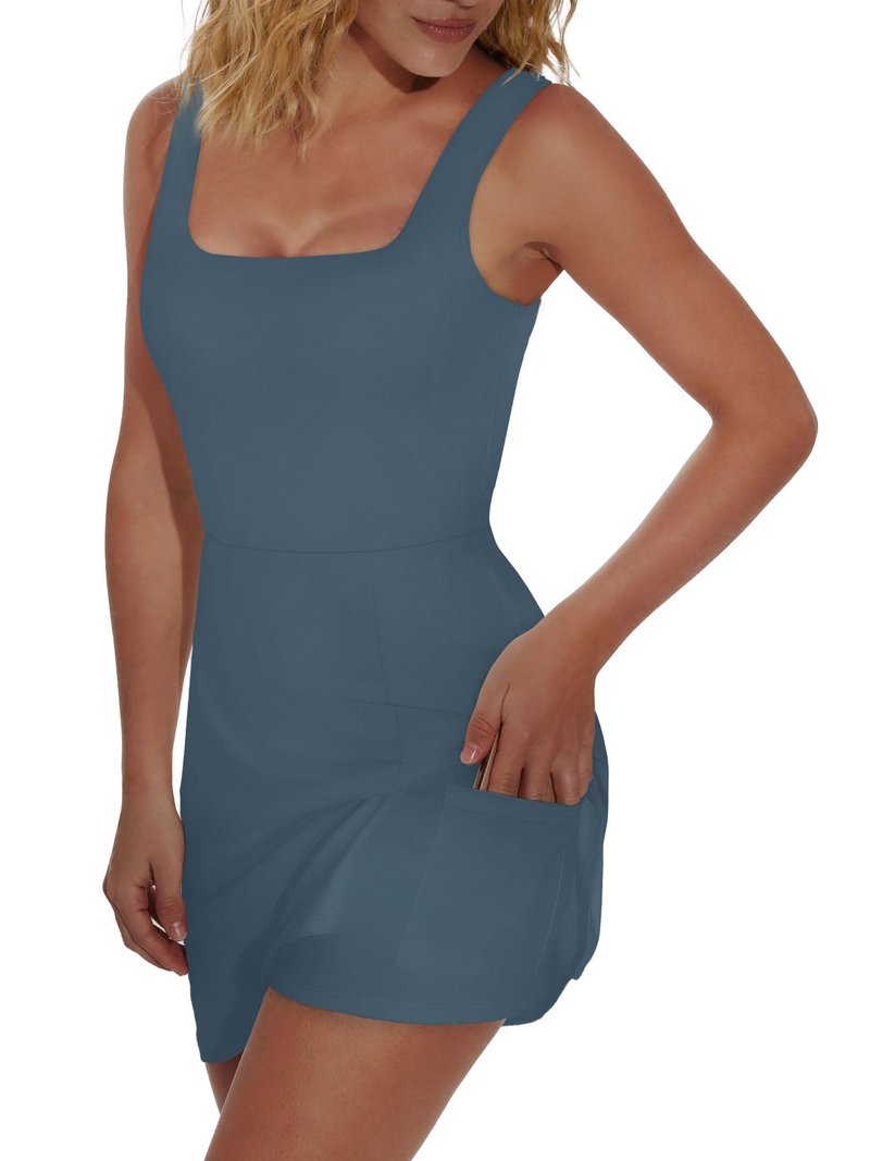 OFEEFAN Womens Athletic Dress Tennis Golf Bodycon Workout Active Skort Summer Clothes Casual Graduation Concert Date Spring Outfits Steel Blue L