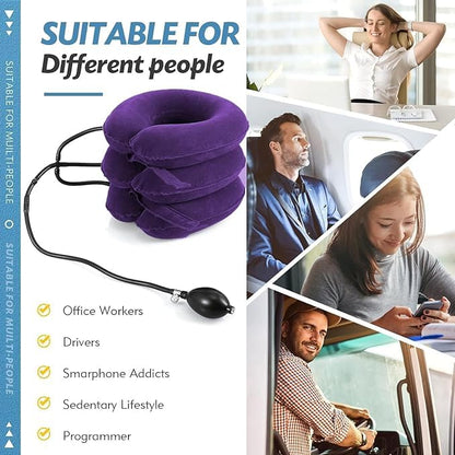Jaximy Neck Stretcher, Neck Traction Device, Cervical Traction Device, Neck Pain Relief, Adjustable Inflatable Neck Brace & Neck Stretcher Cervical Traction, Neck Decompression Home Use (Purple)