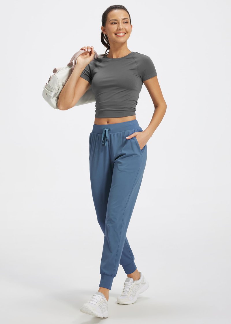 Libin Women's Joggers Pants Athletic Dance Sweatpants with Pockets Running Tapered Casual Pants for Workout,Lounge, Slate Blue L