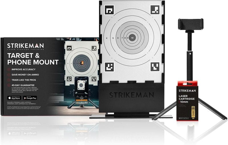 Strikeman 10mm Dry-Fire Laser Training System - Ideal for Pistol Target Shooting | Includes App Access, Cartridge & Holder