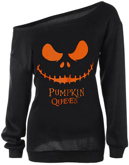 LYXIOF Women Slouchy Shirts Halloween Pumpkin Long Sleeve Sweatshirts Pullover Black XL