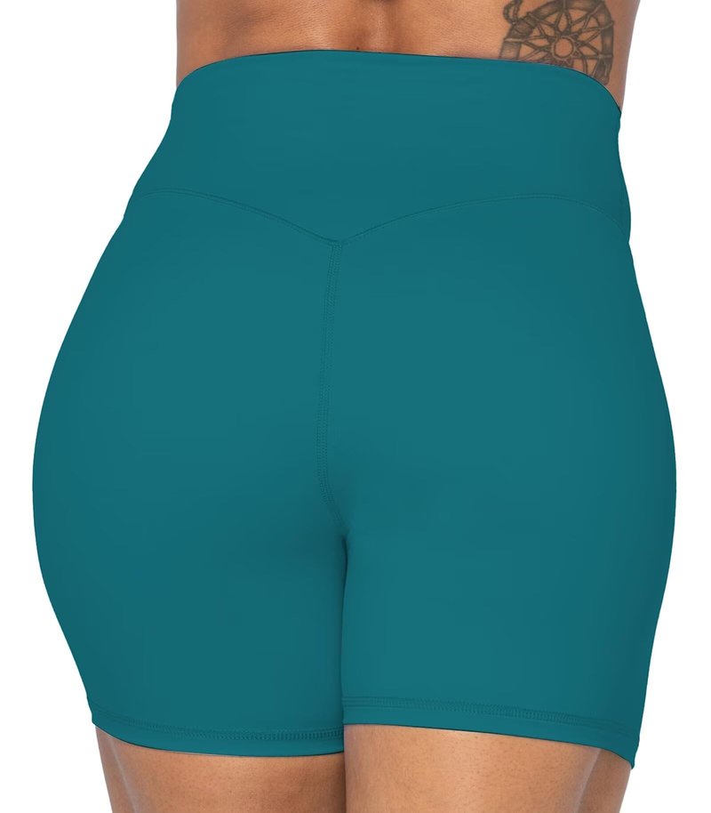 Sunzel Women's Biker Shorts in High Waist Tummy Control with No Front Seam 5" Deep Lagoon Medium