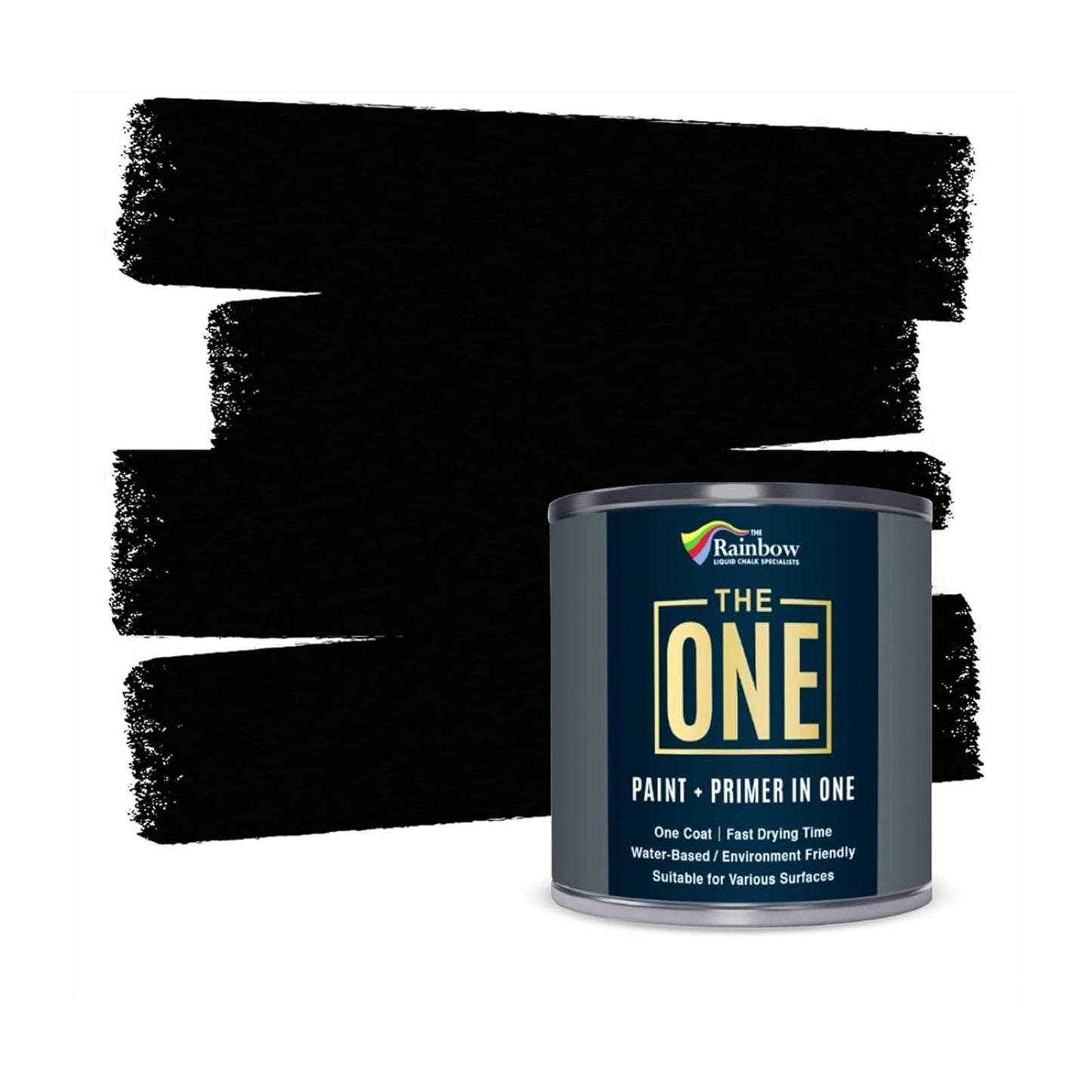 THE ONE All-In-One Paint & Primer - Black Matte, 250 ml | Multi-Surface 1 Coat Formula | Easy Indoor & Outdoor Decorating for Home & Garden Walls, Floors & Furniture | Durable, Water-Based & Low VOC