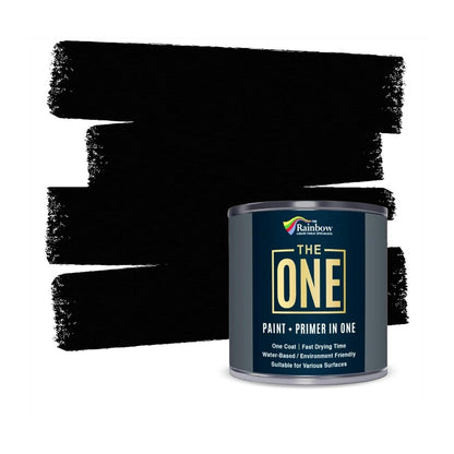 THE ONE All-In-One Paint & Primer - Black Matte, 250 ml | Multi-Surface 1 Coat Formula | Easy Indoor & Outdoor Decorating for Home & Garden Walls, Floors & Furniture | Durable, Water-Based & Low VOC