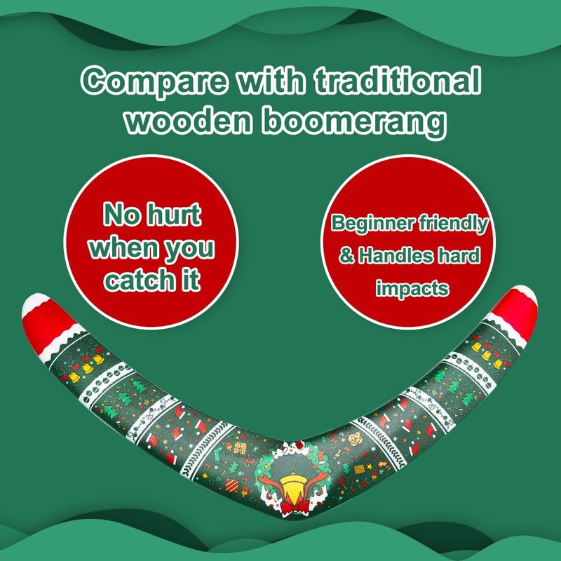 Xarfxco Boomerang for Adults and Kids, Boomerangs for Outdoor Sports & Games, Christmas Style Gifts for Boys and Girls, Good Choice for Family activies, Easy to Throw, EVA Foam