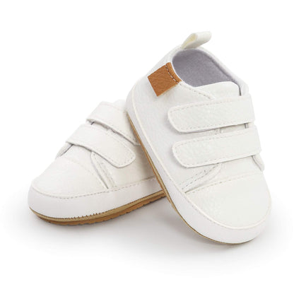 RVROVIC Baby Boys Girls Sneakers Anti-Slip Oxford Loafer Flats Infant Toddler PU Leather Soft Sole Baby Shoes(12-18 Months,Toddler,3-White)