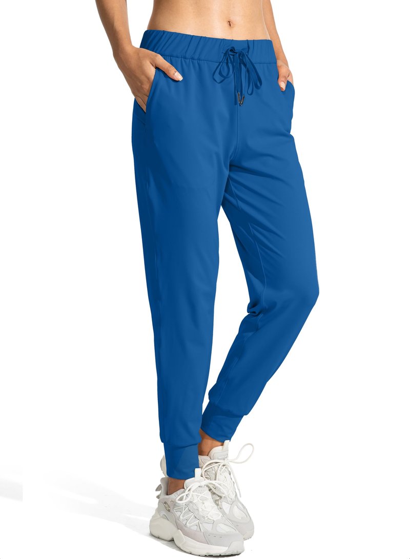 SANTINY Joggers for Women Lightweight Running Drawstring Sweatpants Workout Travel Yoga Athletic Womens Lounge Pants with Pockets(Blue_XL)