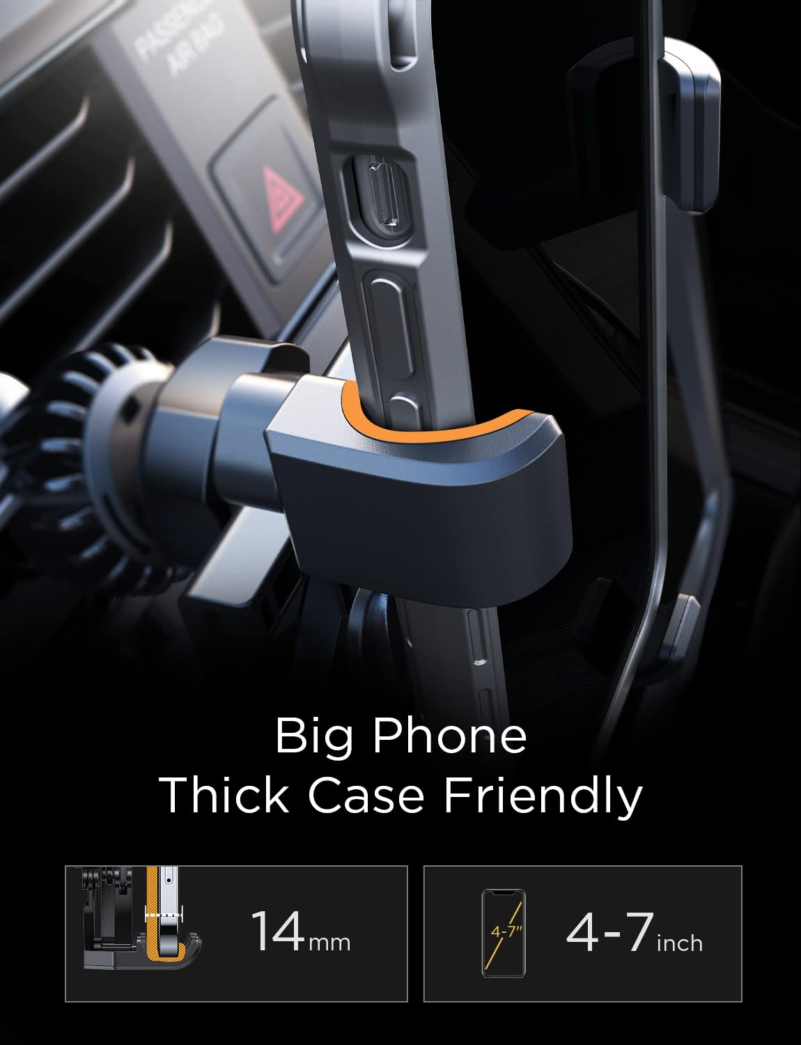 AINOPE Car Phone Holder Air Vent - [2025 Gravity Design] [Ultra Stable] Phone Holder for Car Air Vent, Universal Phone Mount for iPhone 16 Pro Max, Galaxy S25 Ultra, 4.0''-7.0'' Mobile Phone