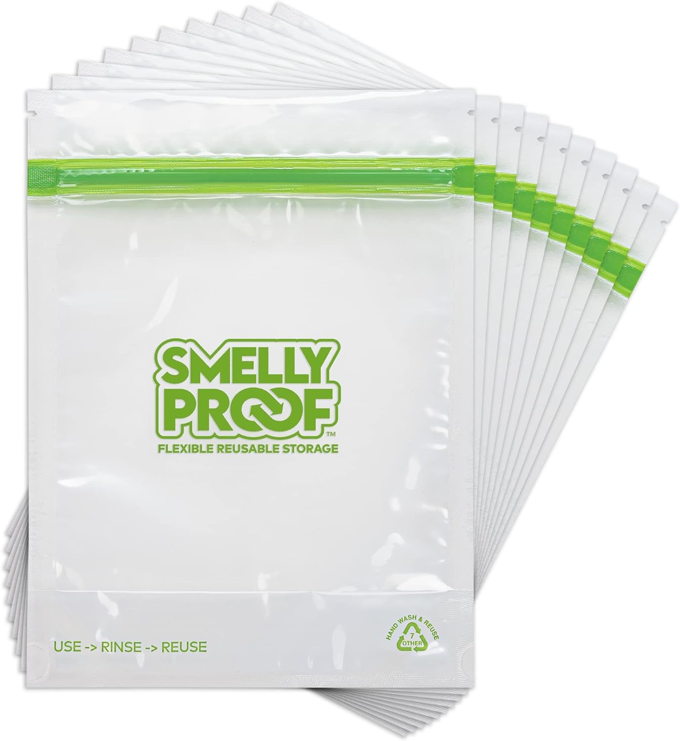 Smelly Proof 10 x Expandable Stand-Up & Fill REUSABLE Storage Bags for Food Designed & Mfg in US, NO PEVA, BPA FREE, Reusable Snack Bags, Dishwasher-Safe, Clear 3 mils STAND & FILL 6" x 4" - 10pk