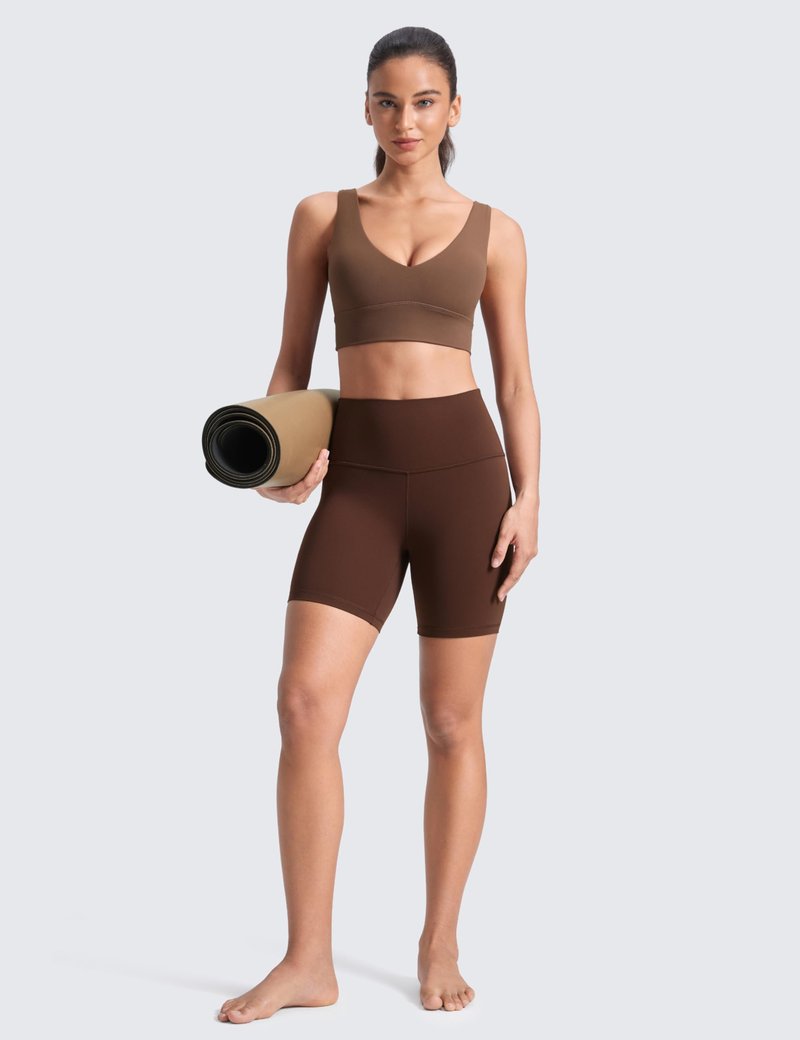 CRZ YOGA ButterLuxe Biker Shorts 6" - High Waisted Workout Running Volleyball Spandex Yoga Womens Lava Brown XX-Small