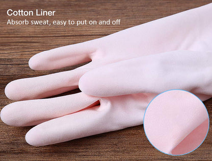 Alimat PluS 3 Pack Reusable Cleaning Gloves Latex Free - Dishwashing Gloves with Cotton Flock Liner and Embossed Palm - Waterproof Household Gloves for Laundry, Gardening (Medium)