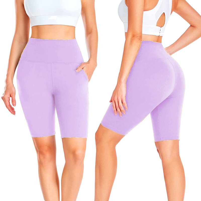 GROTEEN Biker Shorts for Women with Pockets-8" High Waisted Tummy Control Yoga Workout Running Gym Spandex Shorts