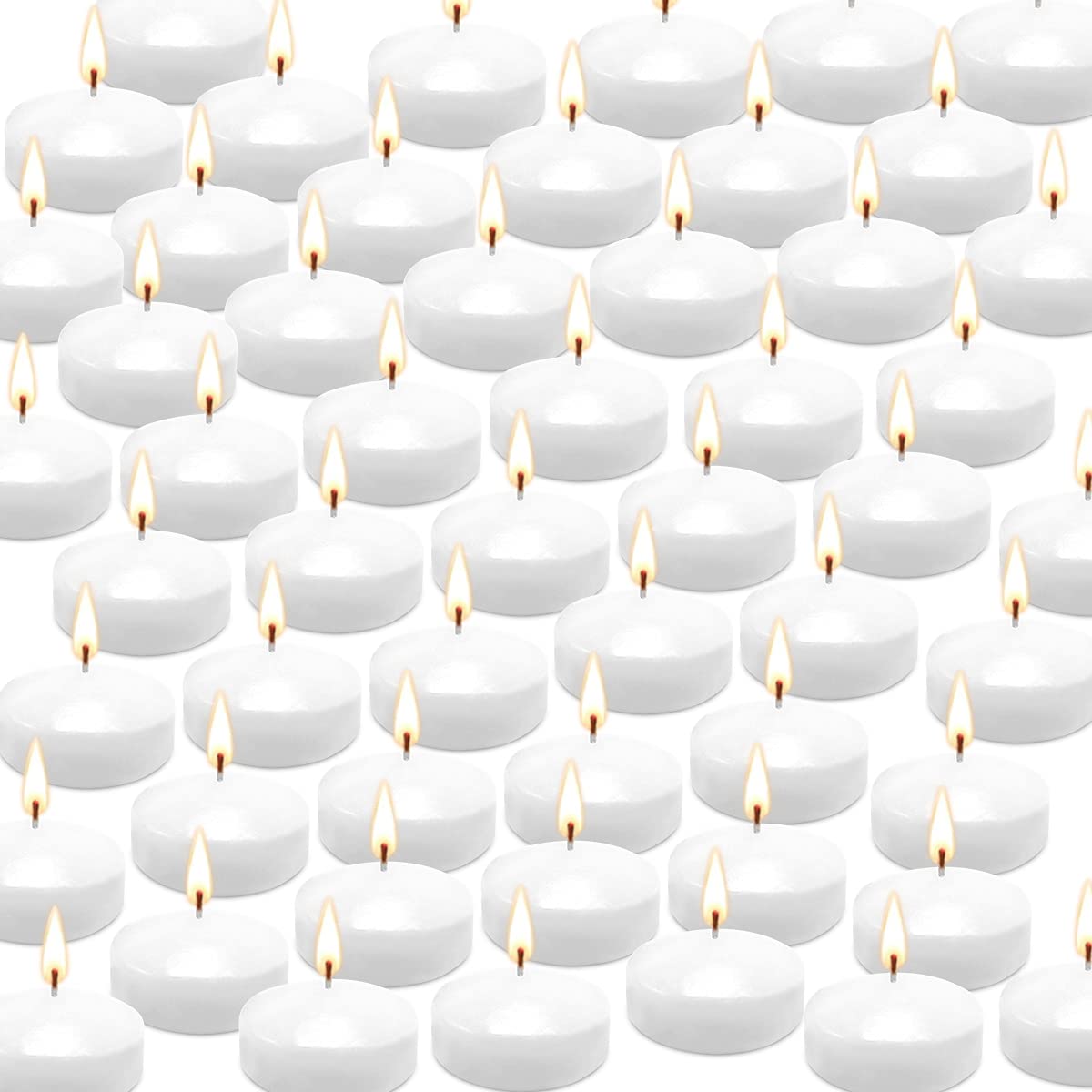 50 Floating Candles, Smoke-Free and odorless, Burning continuously for 5-6 Hours, White, 2-inch Floating Candles, Suitable for Valentine's Day, Weddings, Holidays, Home Decoration……