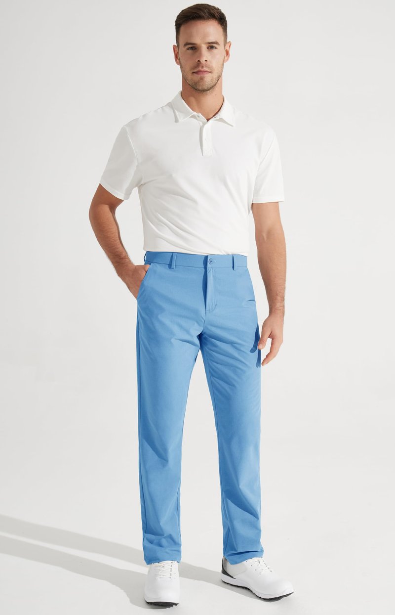 Libin Mens Golf Pants Stretch Work Dress Pants 30" Quick Dry Lightweight Business Casual Pant for Men Comfy Water Resistant with Pockets, 34W x 30L Brilliant Blue