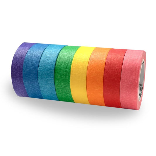 JONYEE Colored Masking Tape 8 Rolls 0.7 Inch x 13 Yard Kids DIY Craft Set, Colored Tape for Classroom & Party Decorations Art Projects, Labeling or Coding, Assorted Color Coded and Home Painting