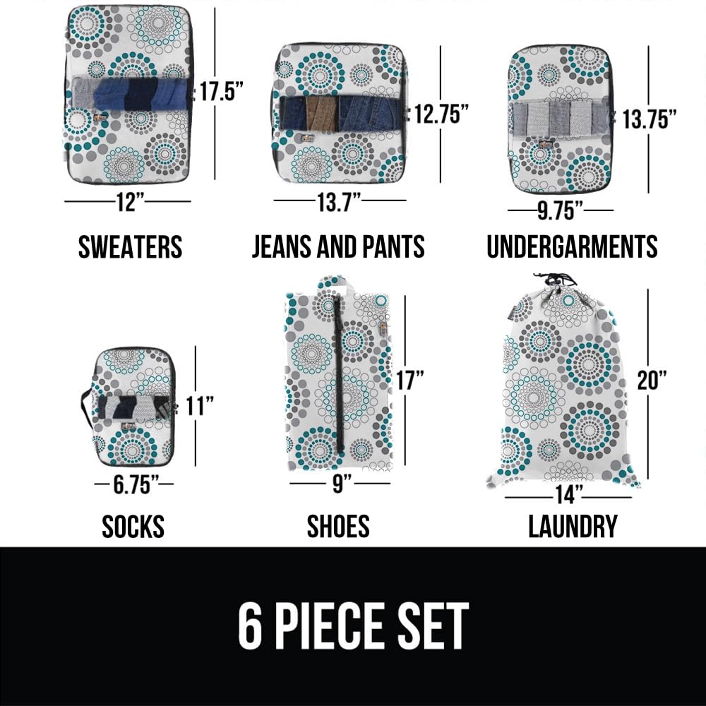 GORILLA GRIP 6 Set Packing Cubes, Travel Essentials for Suitcase, Mesh Organizer Bags for Clothes Toiletries Shoes and Laundry, Luggage and Carry On Airplane Accessories, Traveling Must Haves Spiral