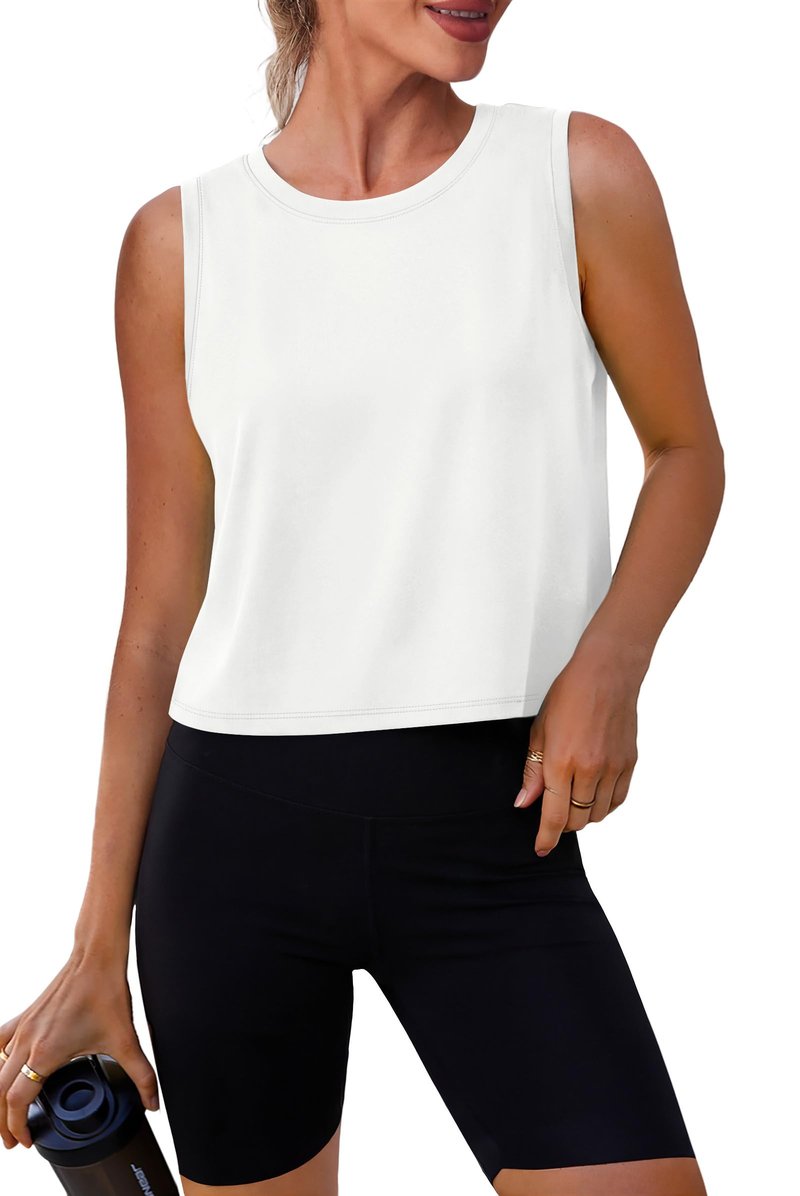 Alaroo Womens Workout Tank Tops Sleeveless Athletic Tank Tops for Woman Yoga Tennis Running Hiking Pilates Loose Fit Crop Summer Womens Tank Top White M 2026