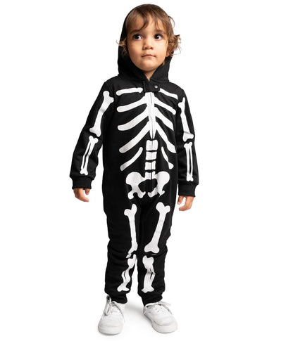 Tipsy Elves Kids Skeleton Halloween Costume Jumpsuit for Babies and Toddlers - Unisex Sizing - Spooky White Skeleton Halloween Costume For Boys and Girls Size 3T
