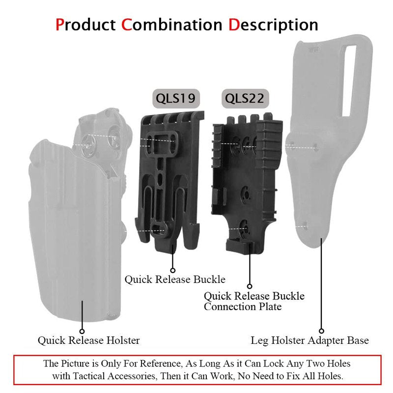 Qls Kit Quick Locking System Kit with Qls19 Locking Fork and Qls22 Receiver Plate for Quick Connect Release Work Duty Holster