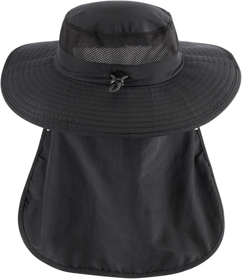 UPF 50+ Wide Brim Sun Hat with Neck Flap | Summer Bucket Hat for Gardening & Fishing