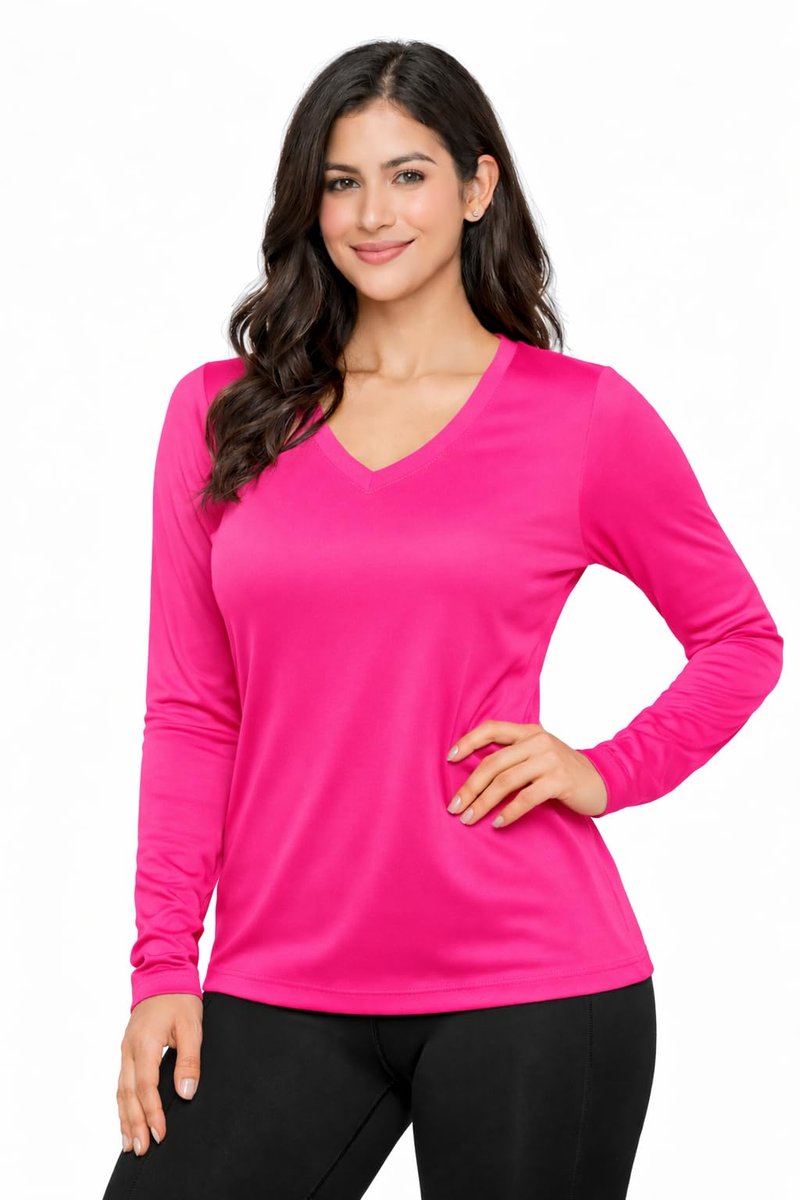 Opna Women's Long Sleeve Athletic Shirts – Moisture Wicking Dry Fit Workout Tops NEOPNK-M