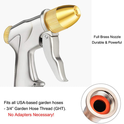 FANHAO Upgraded Garden Hose Nozzle Sprayer, 100% Heavy Duty Metal Handheld Water Nozzle High Pressure in 4 Spraying Modes for Watering Plants and Lawn, Car Washing, Patio and Pet