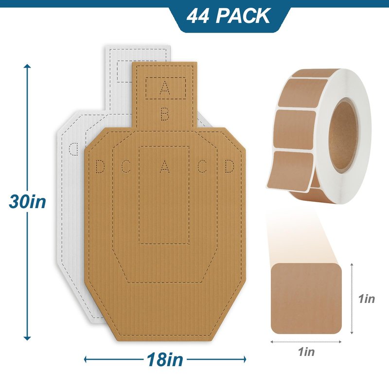 LXVOOEE 44 Pack Cardboard Targets for Shooting, 30 x 18 Inch Cardboard Silhouette Targets for Tactical Practice Self-Defense Training with Pasters