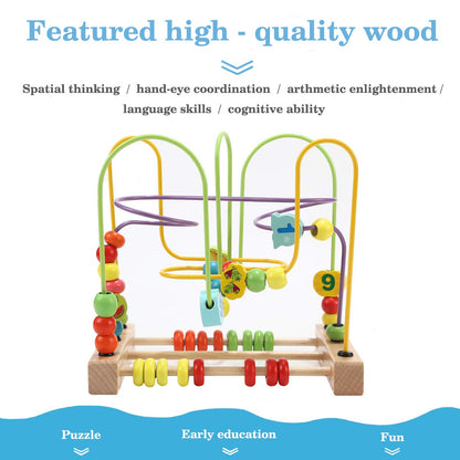 Jacootoys Beads Maze Wooden Roller Coaster Activity Learning Game Preschool Educational Toy Gift for Toddlers